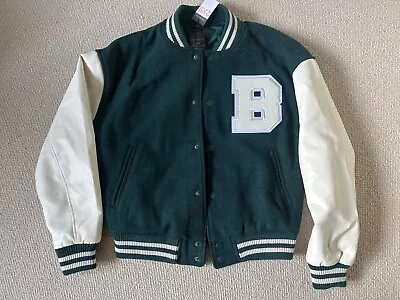 Buy BRAND NEW Varsity Style Lettered Baseball Jacket In Dark Green Size 2XS • 12.99£