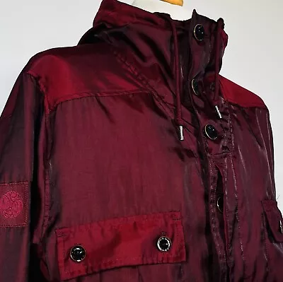 Buy Pretty Green Hooded Iridescent Jacket - Burgundy - S/M - Ska Mod Casuals Scooter • 69.99£