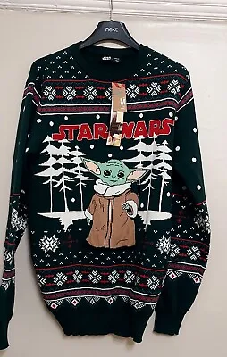 Buy Star Wars Grogu Baby Yoda Xmas Jumper Novelty Knitted Green Mandalorian Size M • 25£