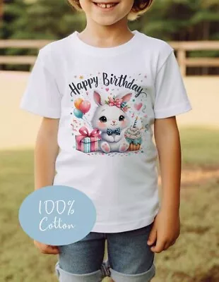 Buy CHILDREN'S Bunny Rabbit  Birthday  T SHIRT * PERSONALISED ,COTTON • 7.99£