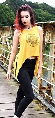 Buy  Love The Past  &  Embrace The Future  Yellow Split Sleeve Top Size 14 Vgc • 1.99£