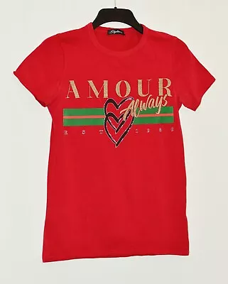 Buy Stylewise Red  AMOUR Always  100% Cotton T-Shirt Size S/M • 3.25£
