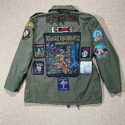 Buy VINTAGE M65 Jacket Mens Medium Iron Maiden 1986 Anthrax Rare Patches Metallica • 159.99£
