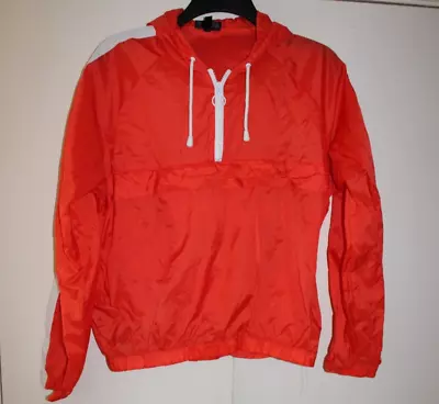 Buy Topshop Orange Festival Windbreaker Rain Jacket Hoodie Hidden Pocket, Size 10 • 1£