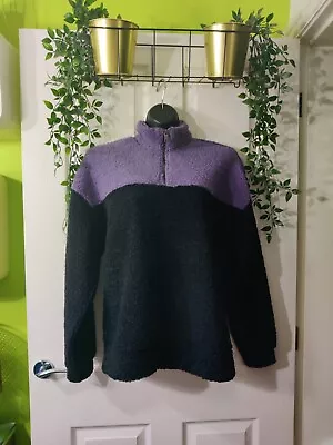 Buy Only & Sons Teddy Fleece With 1/4 Zip In Lilac & Black Size XS/S Chest 43  • 12.49£