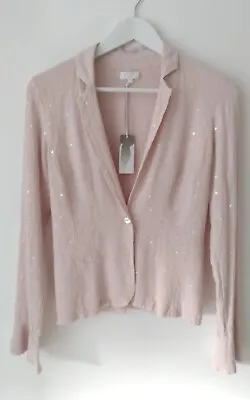 Buy Ghost * New Tags * Size 6 / 8 Soft Pink Long Sleeve Ladies Crepe Jacket Rrp 149 • 49.99£