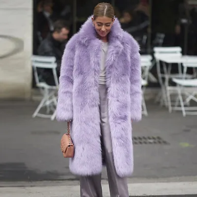 Buy Thickened Imitation Fur Lapel Collar Womens Occident Coat Jackets Long Overcoat • 64.79£