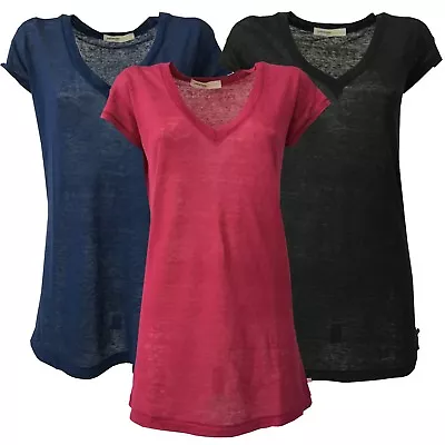 Buy Ottod'Ame Maxi-T-Shirt Woman V-Neck Deep DM6474 100% Linen MADE IN ITA • 73.40£