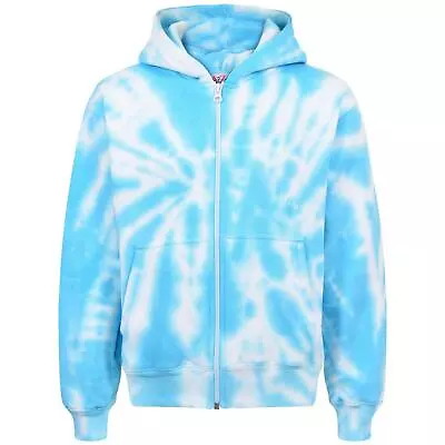 Buy Kids Girls Tie Dye Print Blue Fleece Hoodie Zip Up Style Zipper Age 5-13 Years • 12.99£