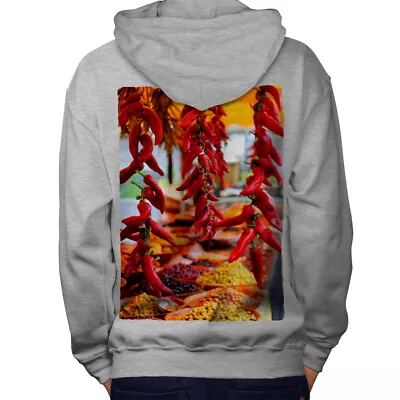 Buy Wellcoda Red Hot Spicy Pepper Mens Hoodie, Chili Design On The Jumpers Back • 25.99£
