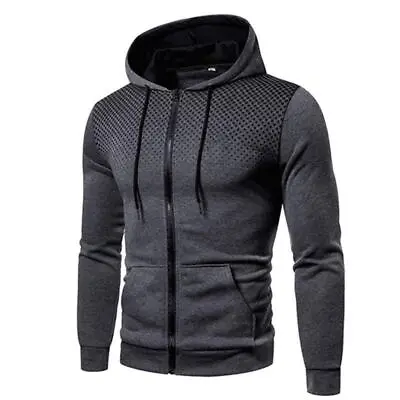 Buy Mens Zip Up Hoody Plain Hoodie Zipper Sports Jumper Hooded Coat Warm Jacket • 9.55£