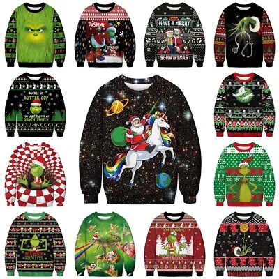 Buy Unisex Christmas Santa Claus Grinch Sweatshirt Pullover Top Jumper Xmas Gifts • 10.79£