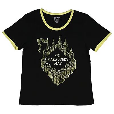 Buy Bioworld Harry Potter Juniors The Marauders Map Embroidered Black T-Shirt New M • 9.44£