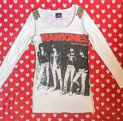 Buy New Ramones Studded Long Sleeved T-shirt / Top - Size 12 - Rock Chick - Retro • 14.99£