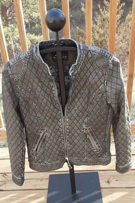 Buy Montana Clothing Company Womens Faux Leather Jacket Gray Black Size Medium • 29.77£