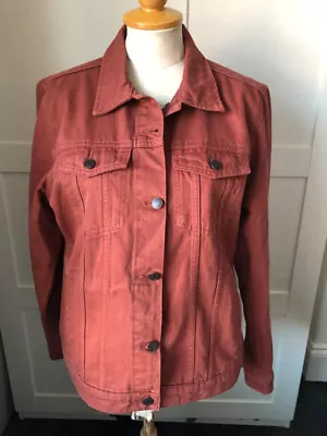 Buy Next Terracotta Red 100% Cotton Unlined Denim Jacket Size 16 • 15£