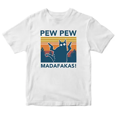 Buy Pew Pew Madafakas Funny Kids T Shirt Cat Retro Vintage Meme Novelty Tee Top • 7.59£