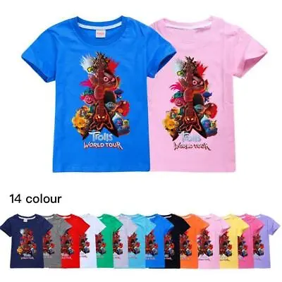 Buy Todder Kids Trolls 2 3D Cartoon Short Sleeve T-shirt Unisex Boy Girls Cotton Top • 9.89£