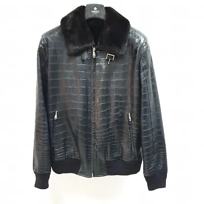 Buy Brioni Black Crocodile Leather Jacket Sz.52 • 23,680.78£