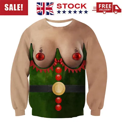 Buy Mens Women Christmas Jumper Sweater Funny 3D Print Sweatshirt Xmas Ugly Pullover • 18.99£