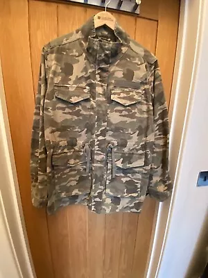 Buy M&S Womens Long Lone Button & Zip Front Fastening Khaki Camouflage Jkt  Size 16 • 12£