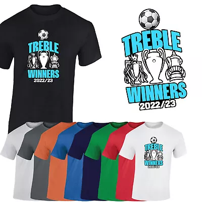 Buy Treble Winners Mens T-Shirt Football City Champions Trophies 2023 Gift Tshirt • 8.99£