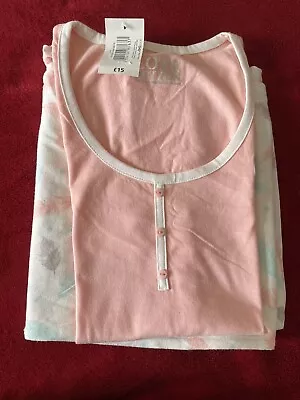 Buy Ladies Size 10 BHS Pink Peach & Check Cotton Short Sleeve Pyjama Set BNWT • 8.99£