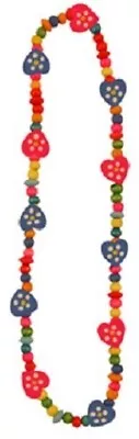 Buy Girls Kids WOOD BEAD NECKLACE - HEART Design Wooden Jewellery Toy • 1.75£