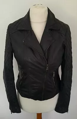 Buy BRAMPTON - Biker Style REAL LEATHER Jacket Black Soft Size 10 - STUNNING • 69.99£