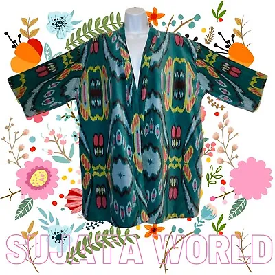 Buy Luxury Ikat Pattern Velvet Kimono Jacket Fully Lined In 100% Cotton M L Xl Xxl • 46£