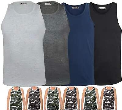 Buy Mens Plain Vest Sleeveless Tank Top Training Gym BodyBuilding Vests Comfy Fit • 8.99£