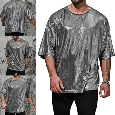 Buy Comfy Fashion Hot T-Shirt Streetwear O-neck Sequins Shiny Short Sleeve • 19.28£