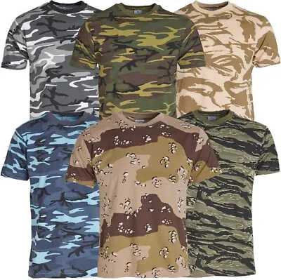 Buy 100% Cotton T-SHIRT Camo Army CAMOUFLAGE Army British Military Hunting Fishing • 6.95£