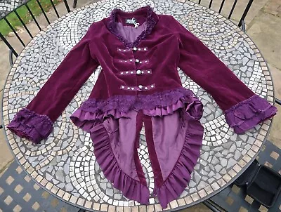 Buy Hearts And Roses Purple Velvet Jacket Victorian 12 Gothic • 49.99£