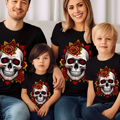 Buy Sugar Skull T-Shirt Horror Calavera Mexican Day Of The Dead Flower Tee #D#V • 13.49£