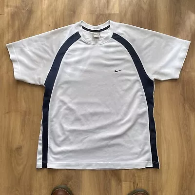 Buy Vintage Nike Y2K White Polyester Dri Fit T Shirt Blue XL TN ACG Sports 2000s • 20£
