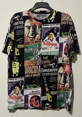 Buy Hammer Horror All Over Print Tshirt Size M New Topman Dracula Frankenstein Rare • 19.99£