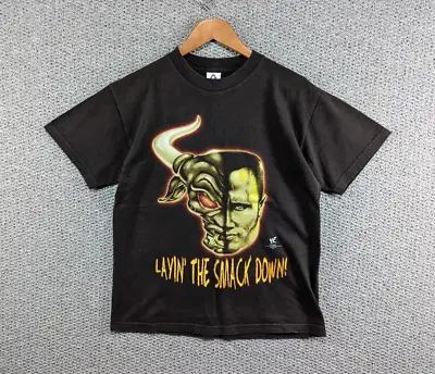 Buy WWF WWE Vintage 1999 The Rock Smack Down Roody Poo Candy Graphic Print T-shirt M • 129.50£