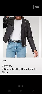 Buy Real Leather Biker Jacket 10 By Very • 40£