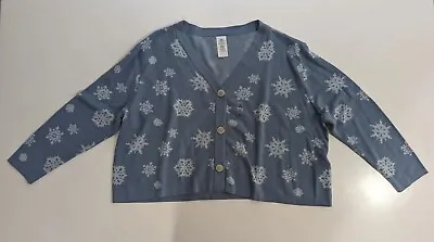 Buy Disney Frozen Cardigan Sweater For Women Snowflake Blue Holiday Winter Size 2XL • 9.40£