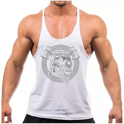 Buy Viking Skull Thor Gym Vest Bodybuilding Muscle Training Weightlifting Top • 8.99£