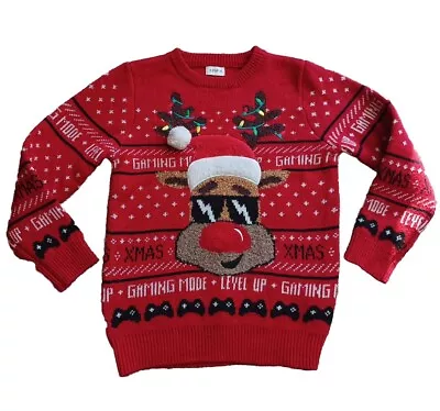 Buy F&F Christmas Jumper Size 7 - 8 Years - Reindeer - Gaming • 4£