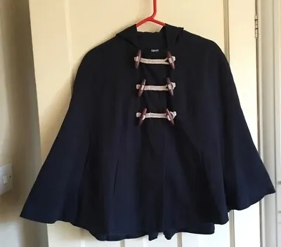 Buy ASOS Navy Blue Cotton Lined Hooded Duffle Cape Size 10 • 8.50£