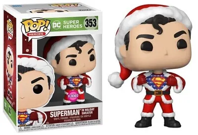 Buy Funko POP! #353 DC Super Heroes Superman Flocked Holiday Sweater - New In Box • 11.95£