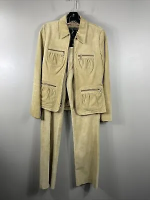 Buy Banana Republic Jacket & Pant Set Womens 4 Tan 100% Leather Suede Full Zip Up • 49.48£