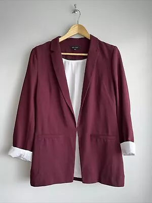 Buy NEW LOOK Burgundy Red Sut Jacket Blazer Size UK 14 VGC • 6.99£