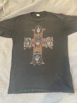 Buy 1987 Original Vintage Guns N Roses GNR Appetite For Destruction Cross Shirt L • 236.25£