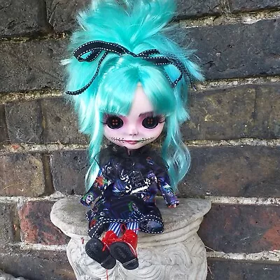 Buy Custom Spooky Cute Gothic Beetlejuice OOAK Blythe Doll • 50£