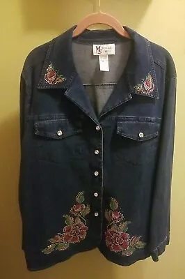 Buy Maggie Sweet Bling Rhinestone Embellished Denim Jacket/Shirt SIZE 1X 97% Cotton  • 16.54£