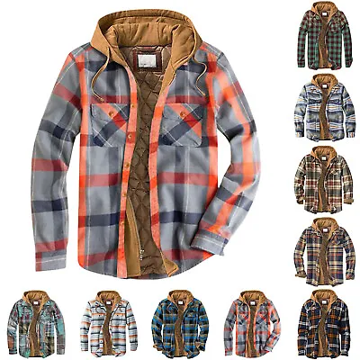 Buy Hooded Fleece Padded Lumberjack Shirt Jacket Fur Lined Sherpa Winter Warm M-3XL • 31.55£